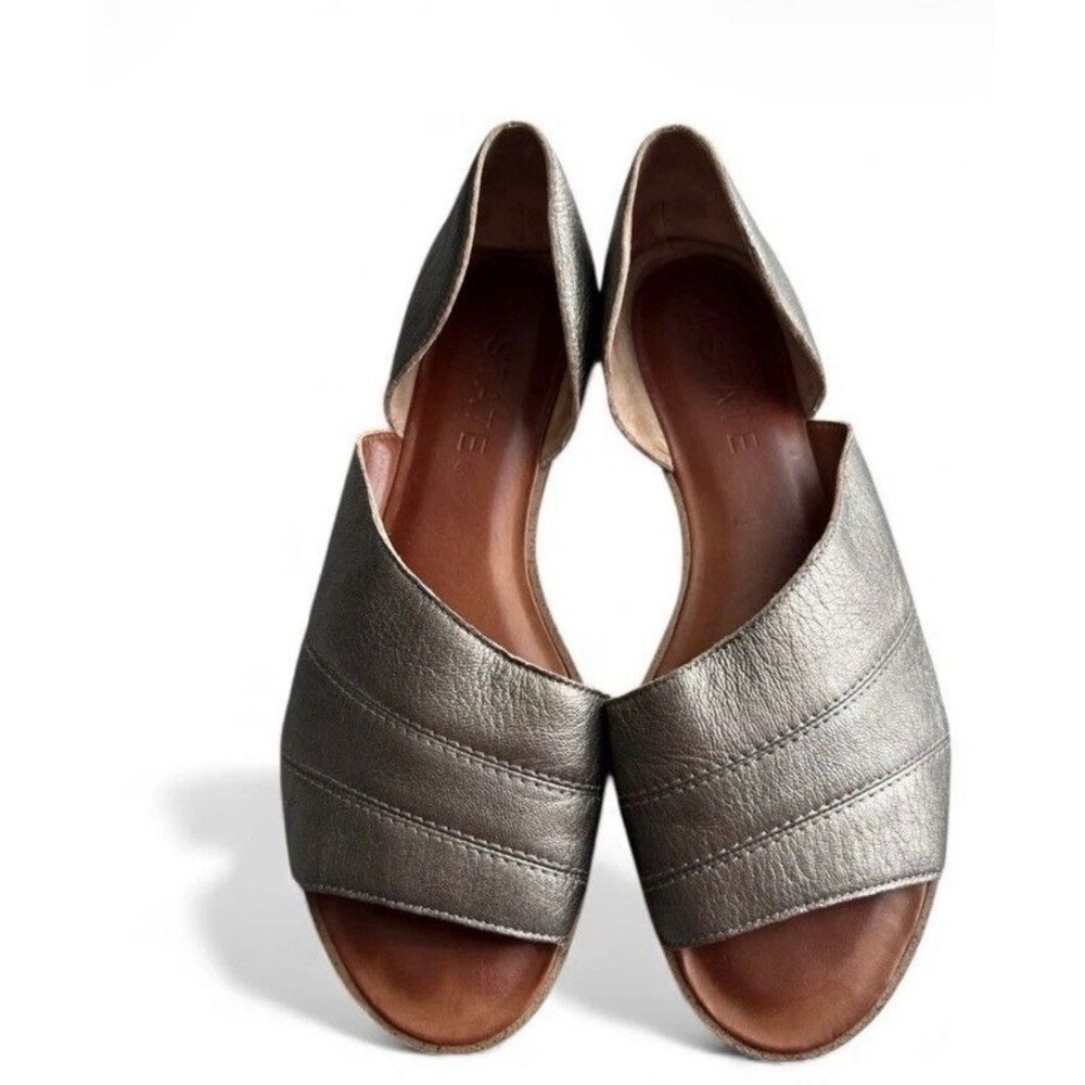 1.State Carleigh D’Orsay Pewter Leather Flats 7M